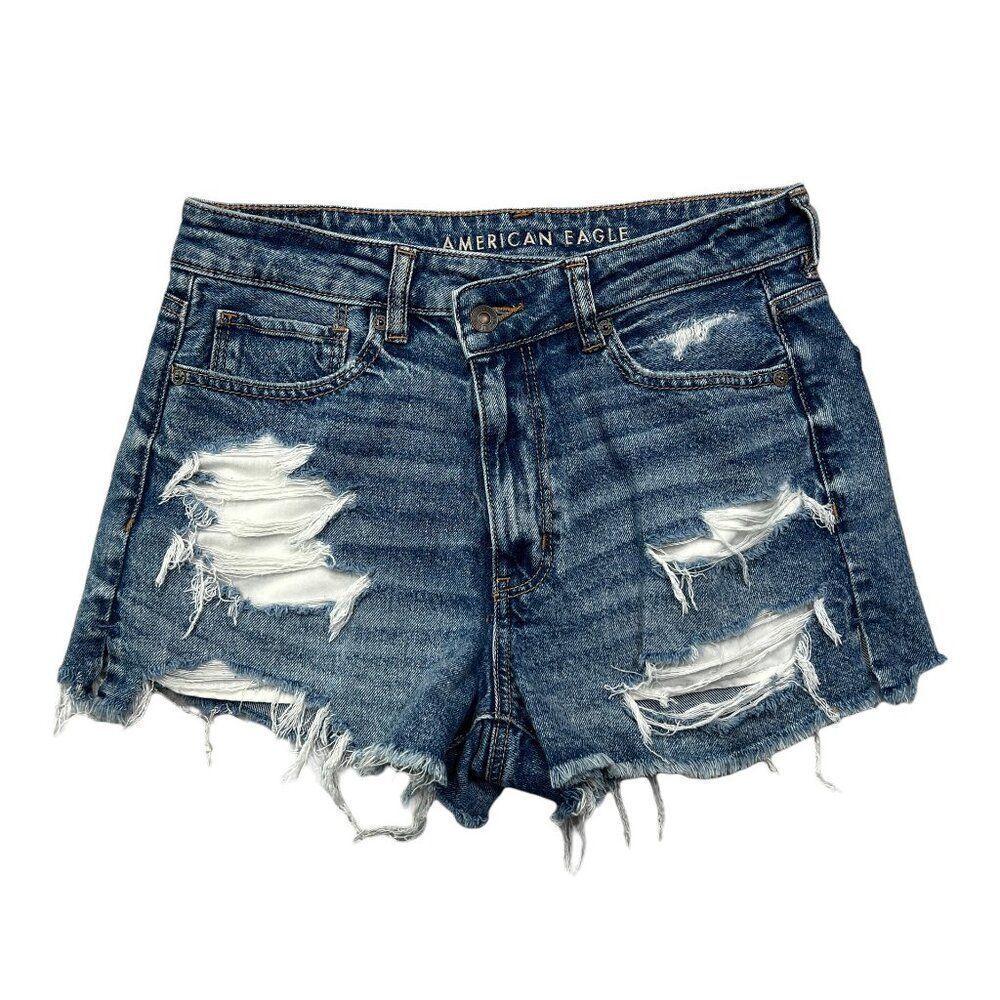 American Eagle Jean Shorts Women's Size 6 Distressed Denim Mom‎ Shorts